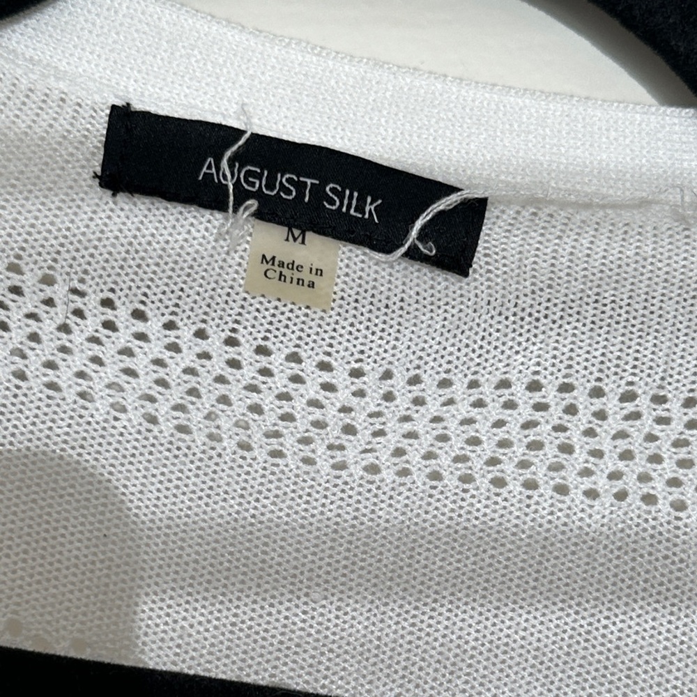 August Silk White Open-Front Cardigan
